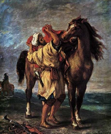 Eugene Delacroix Marocan and his Horse china oil painting image